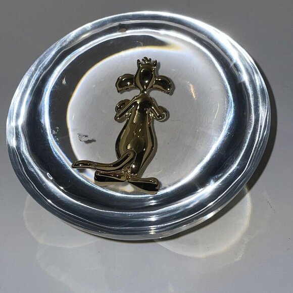 Vintage Clear Lucite Acrylic Looney Tunes Gold Tone Sylvester Paper Weight Nice! - Picture 6 of 11